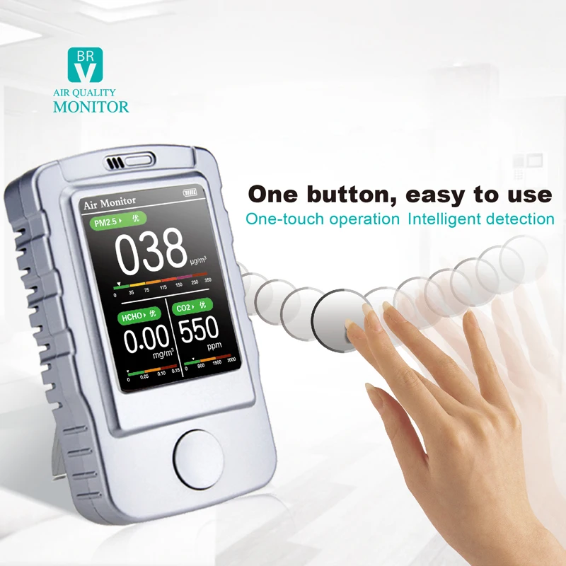 

1 Pcs Digital Air Detector Gas Analyzer TVOC PM1.0 PM2.5 PM10 Gas monitor Formaldehyde Carbon DioxideMonitor for Household Car