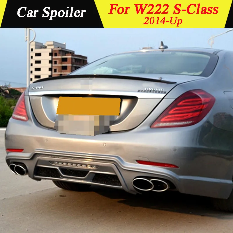 Для Mercedes W222 S Class 4-дверный седан-Up углеродного волокна задний багажник спойлер автомобиля украшение в виде хвостового крыла для S300 S350 S400 S550