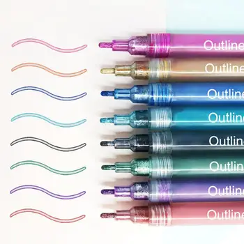 

8pcs Double Line Outline Marker Pen Journal Pens Colored Permanent Marker Pens Calligraphy Lettering Scrapbooking Pen