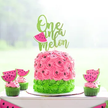 

Custom glitter One in a Melon First Birthday Watermelon Cake Topper, One in a Melon Summer Tropical Birthday cupcake topers