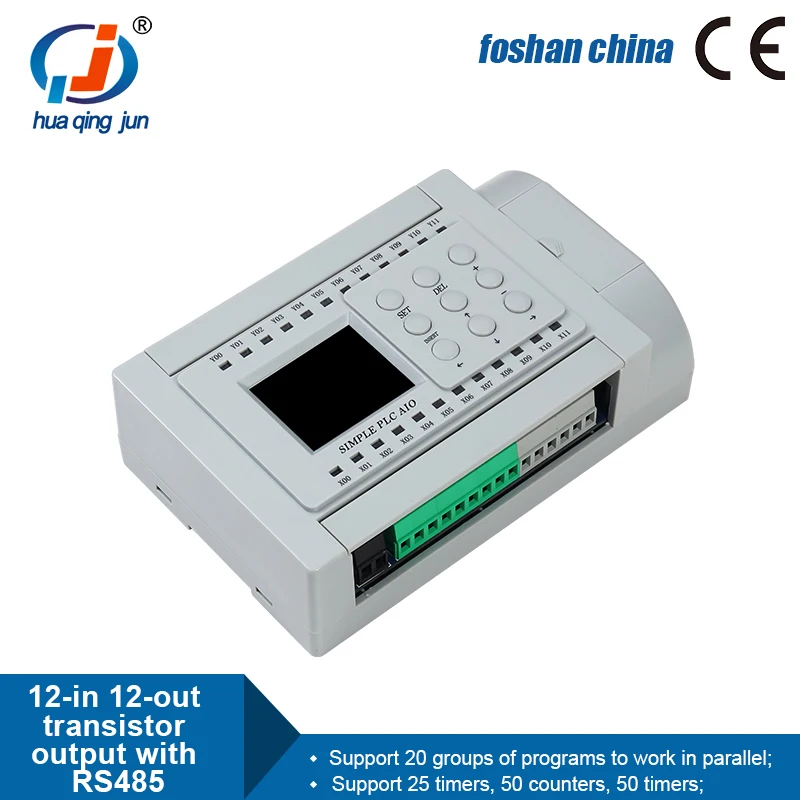 Huaqingjun 12DI 12DO Ʈ  PLC RS485 Modbus RTU PLC, ġ ũ