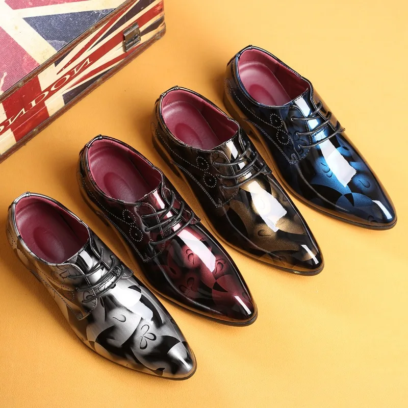 

A Pointed-Toe 2020 Leather Shoes Large Size MEN'S SHOES Bright Skin-Style Business New Style Europe And America Rubber