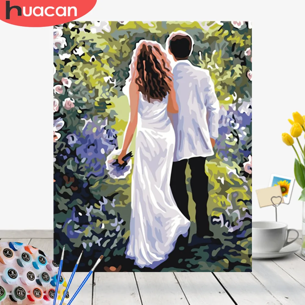 

HUACAN Pictures By Numbers Wedding DIY Oil Painting By Numbers HandPainted Lovers Drawing Canvas Figure Home Decor Kits