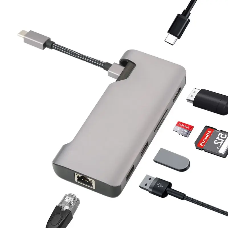 7-в-1 usb-хаб Тип C на HDMI USB3.0 RJ45 Мощность адаптер для MacBook Pro Air samsung Dex S8/S9 huawei P20 Pro usb c разветвитель