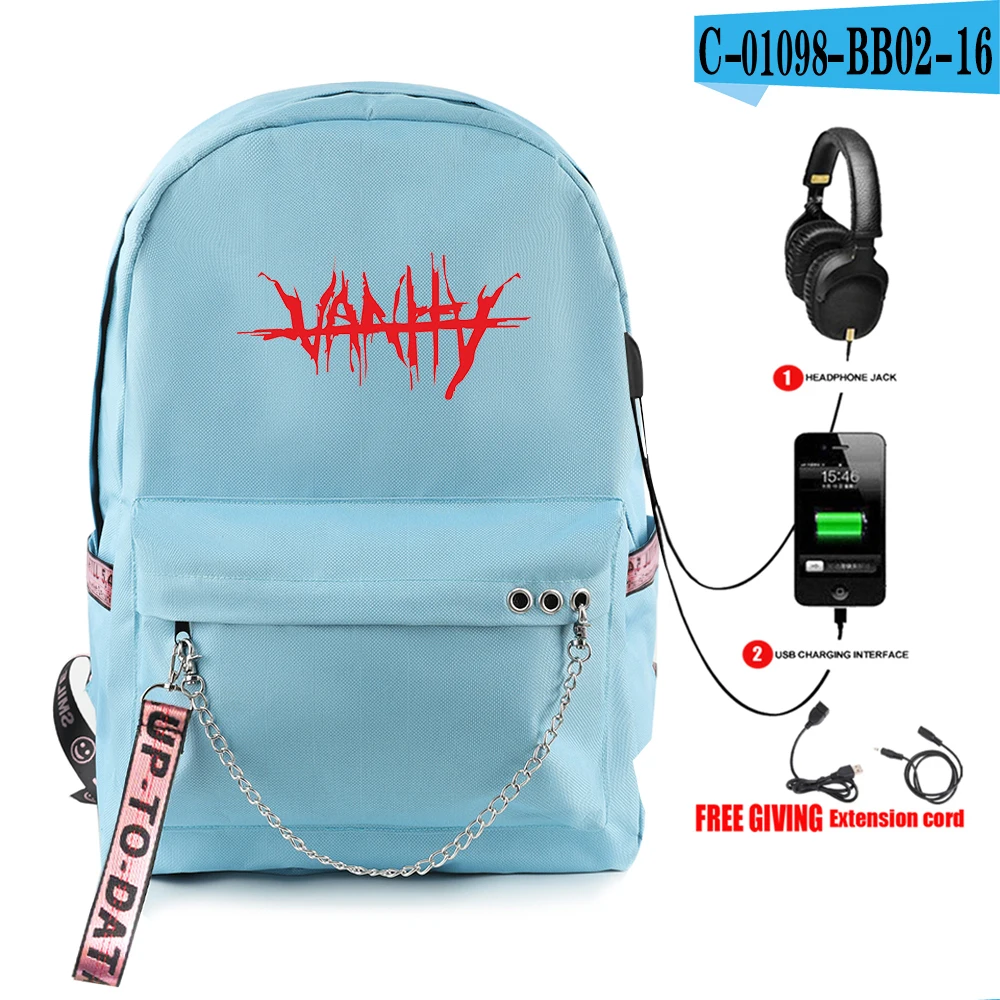 Light blue Juice Wrld рюкзак модный звездное небо принт хоп рюкзак для ноутбука USB многофункциональный рюкзак для путешествий софтбэк рюкзаки - Цвет: Light blue