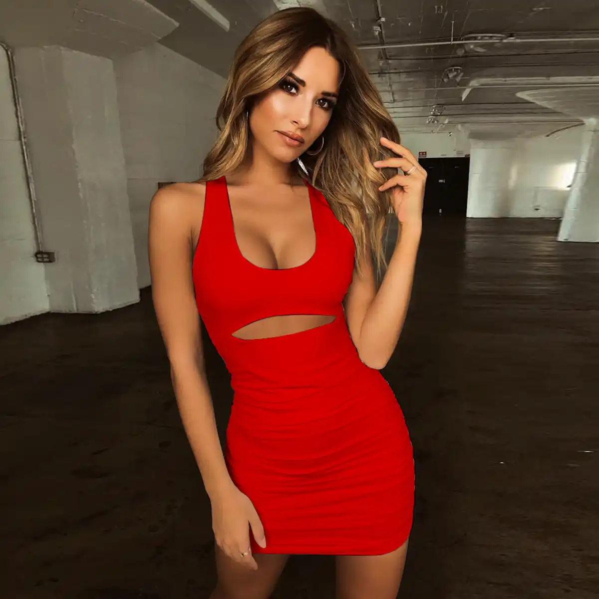 red and black bodycon dress