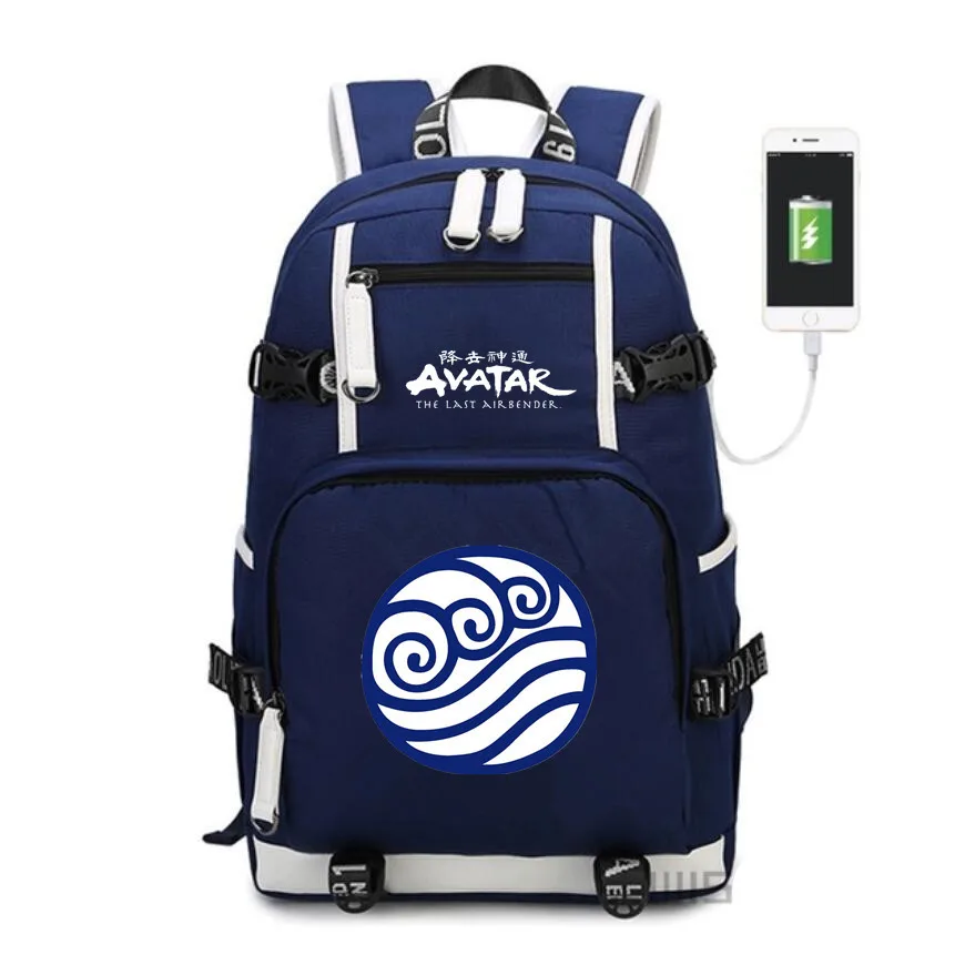 Аватар "Повелитель стихий" холст рюкзак студентов USB для зарядки Mochila школьная сумка Повседневная дорожная сумка для ноутбука рюкзак - Цвет: A4