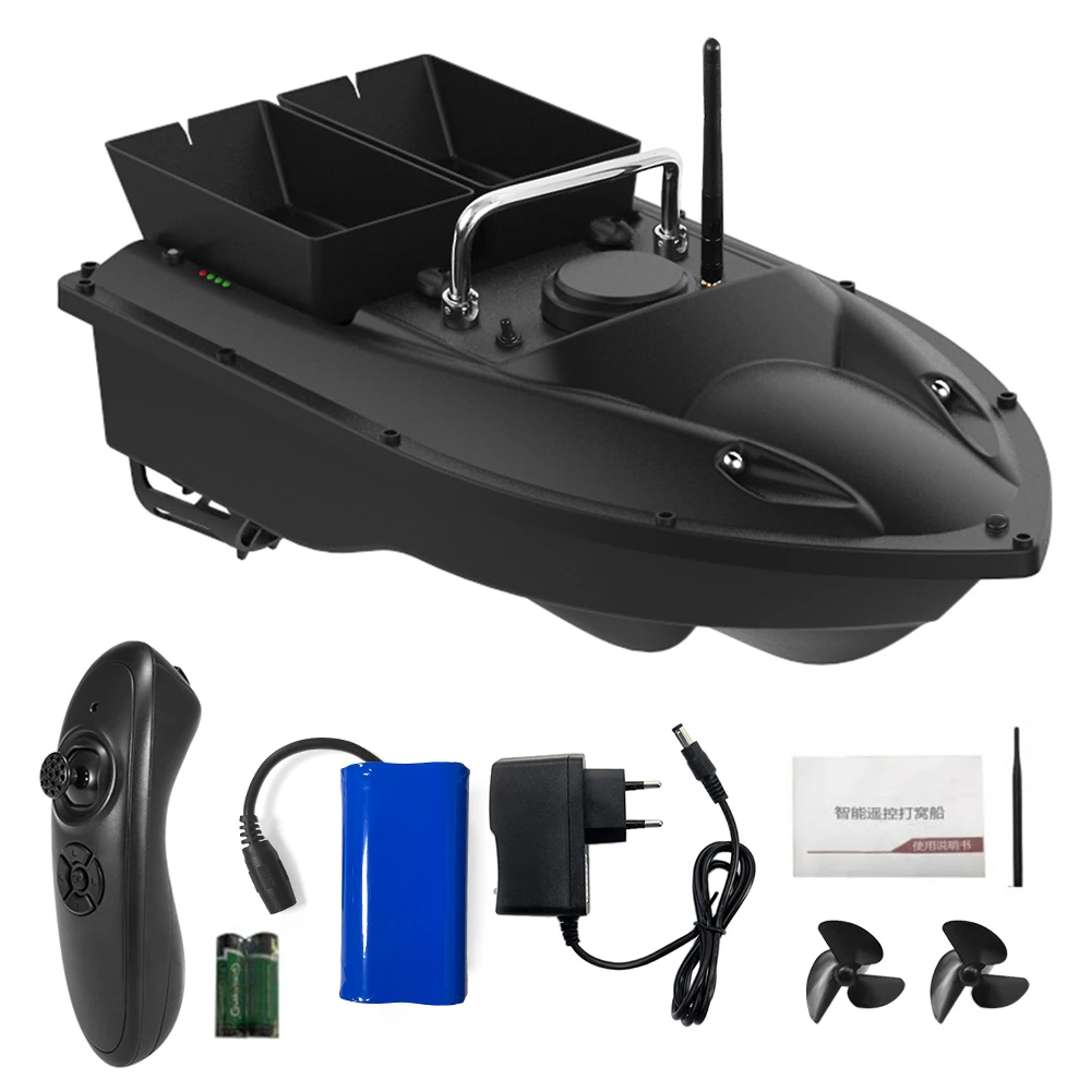 Kreiaoer RC Fishing Bait Boat With GPS, Dual Motor Fish Finder With Night Light Signal 1640ft Remote Control Range, Support Route Calibration, 4.4 Lbs Loading For Professional Fishing (Black