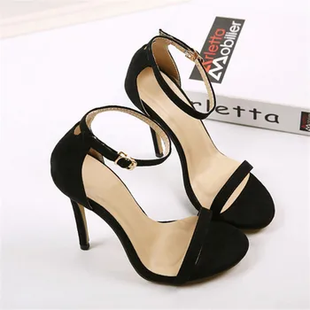 

Women's shoes with one-character buckle high-heeled shoes fashionable black all-match open-toe ultra-fire sandals fairy style