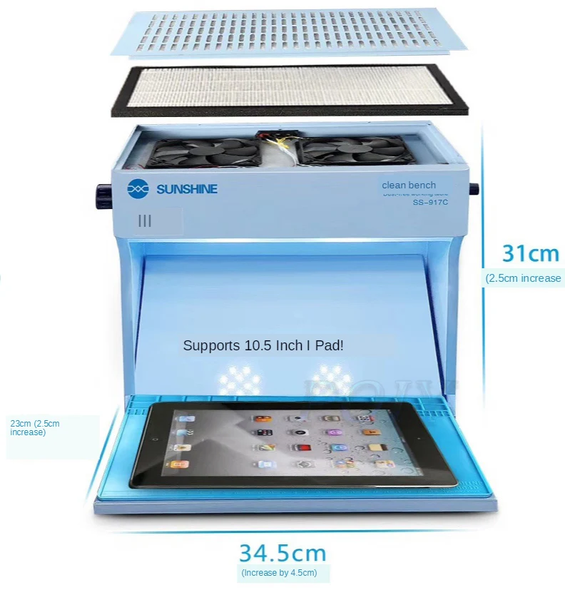 SS-917C Dust Free Working Room Anti Dust Working Bench Adjustable Wind Cleaning Room For Phone Refurbish Repair Workbench