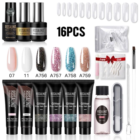 Poly Nail Gel Polish Kit Set For Nail Extension Builder Nail Gel Varnishes Poly Set For UV LED Manicure Base Top