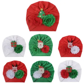 

Baby Newborn Christmas Cap Cartoon Children Solid Color Hat Head Accessories