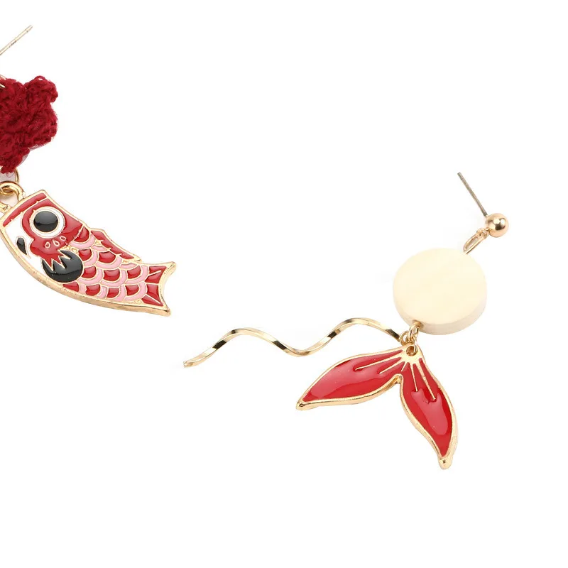 DoreenBeads новые стильные серьги-гвоздики в японском стиле с кулоном в виде рыбьего хвоста модные аксессуары для женщин ювелирные изделия подарок, 1 пара