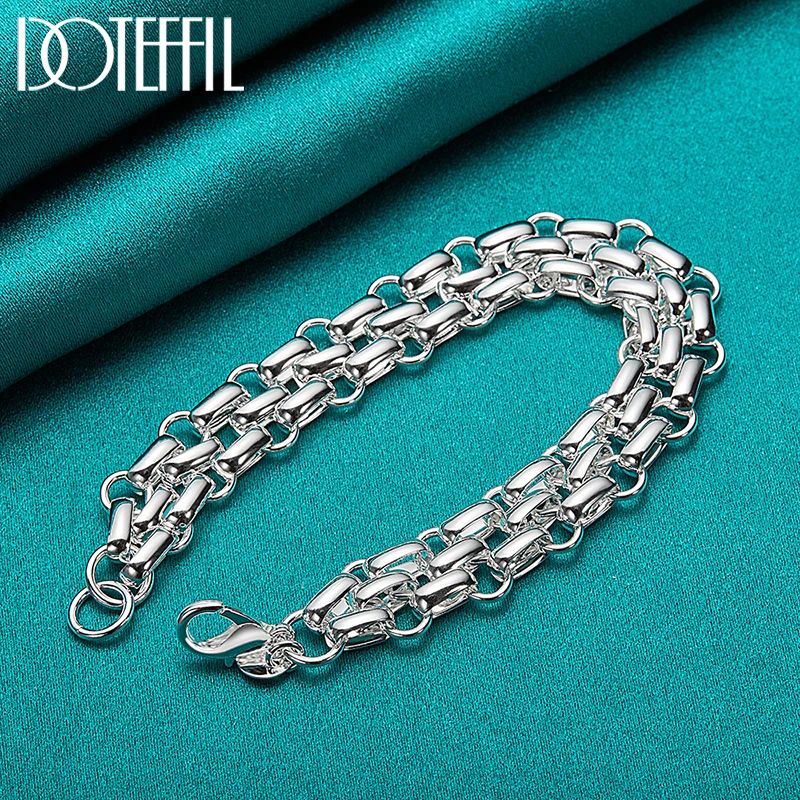 Silver bracelet Lnterlocking Circle Bracelet Chain for Women Fashion Charm Wedding Engagement Party Jewelry