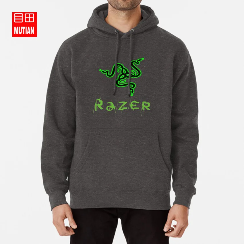 Толстовки с капюшоном с логотипом razer игровой компьютер razer - Цвет: darkgrey-hoodie