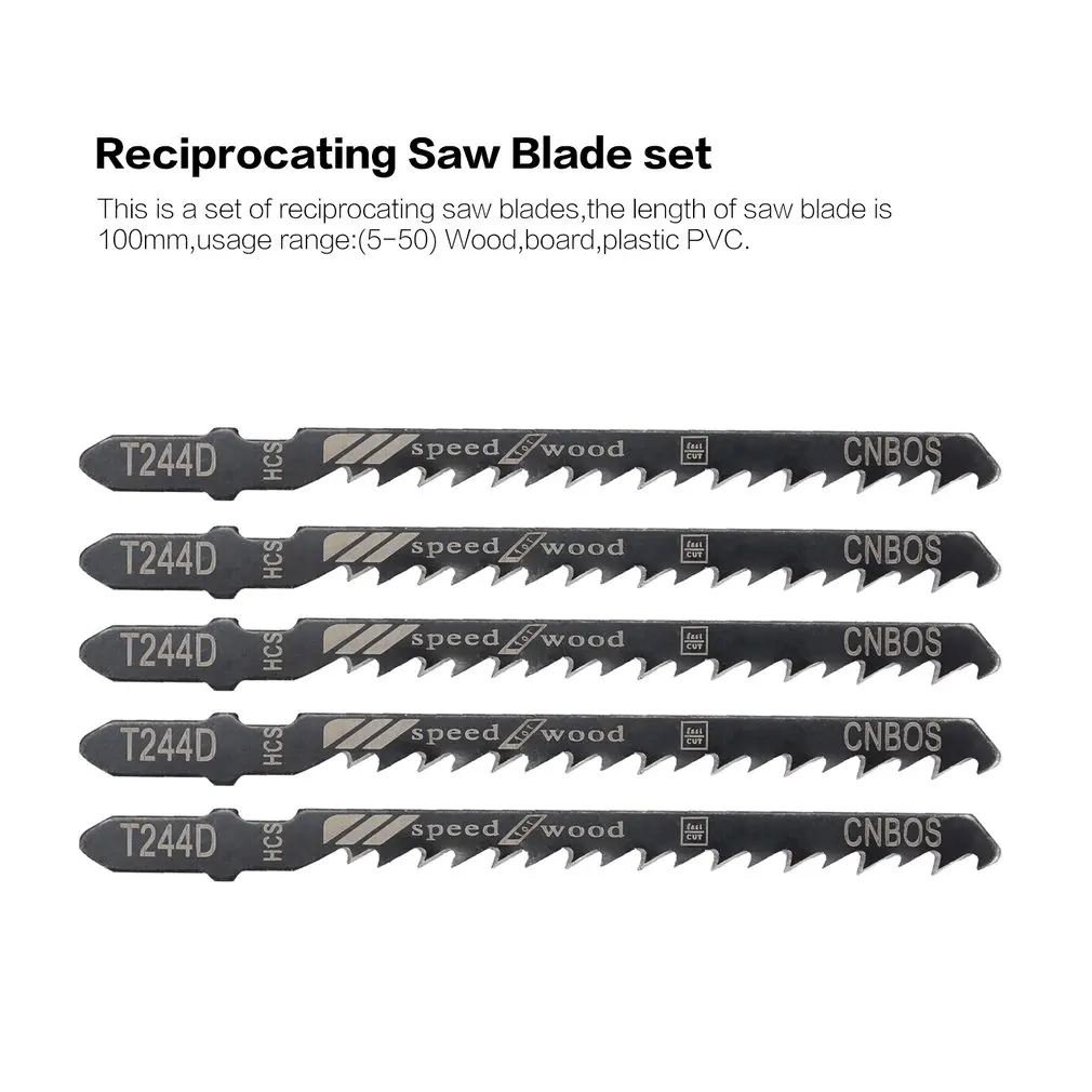 5Pcs/set T244D Saw Blade Hacksaw Jig Saw Blade Set Reciprocating Curve Saw Blade For Hard Wood Saw Cutting Tool