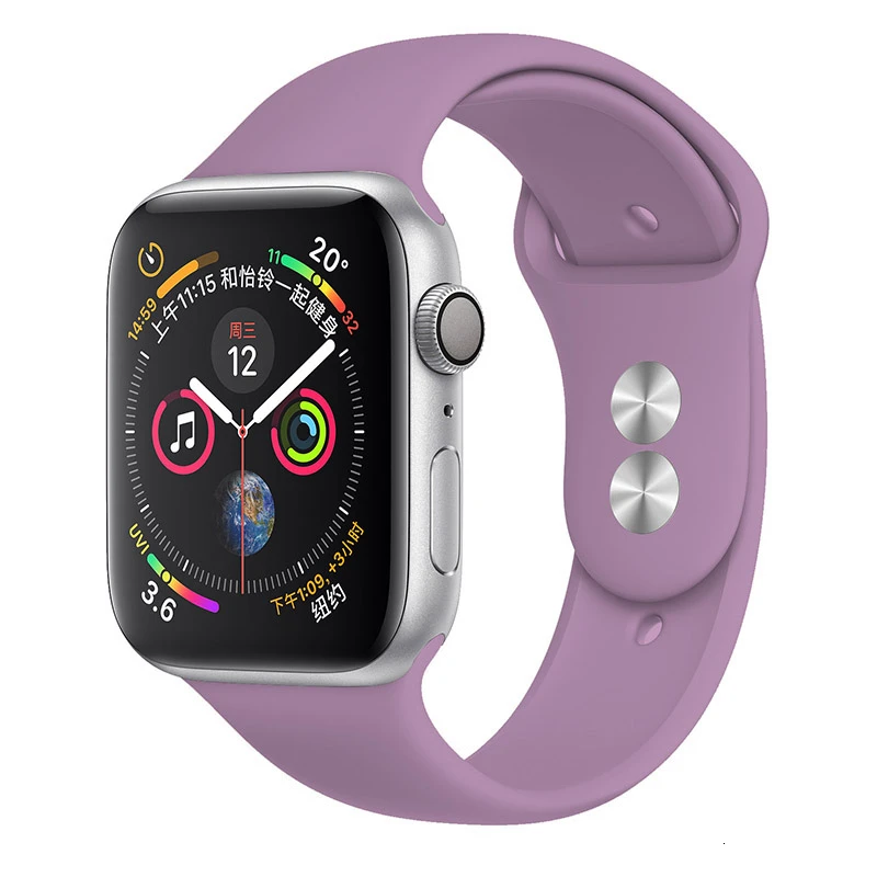 30 Purple Силиконовый ремешок для Apple Watch band 44 мм 42 мм iwatch series 5 4 3 2 1 браслет 40 мм 38 мм pulseira умные часы аксессуары петля - Цвет ремешка: 30 Purple