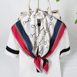 Silk Head Scarf Women Designer 70cm Square Print Satin Hijab Neck Scarves for Ladies Headband Hand Kerchief Shawl Bandana Scarfs