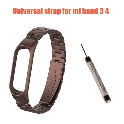 with tool Hangrui mi band 3 4 сменный металлический ремешок на запястье браслет из нержавеющей стали браслеты mi Band 3 ремешок для Xiaomi mi band 4 - Цвет: with tool