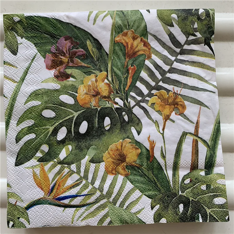 Decoupage paper napkins elegant tissue vintage towel green monstera flower leaf birthday wedding party beautiful hotel decor 20 | Дом и сад