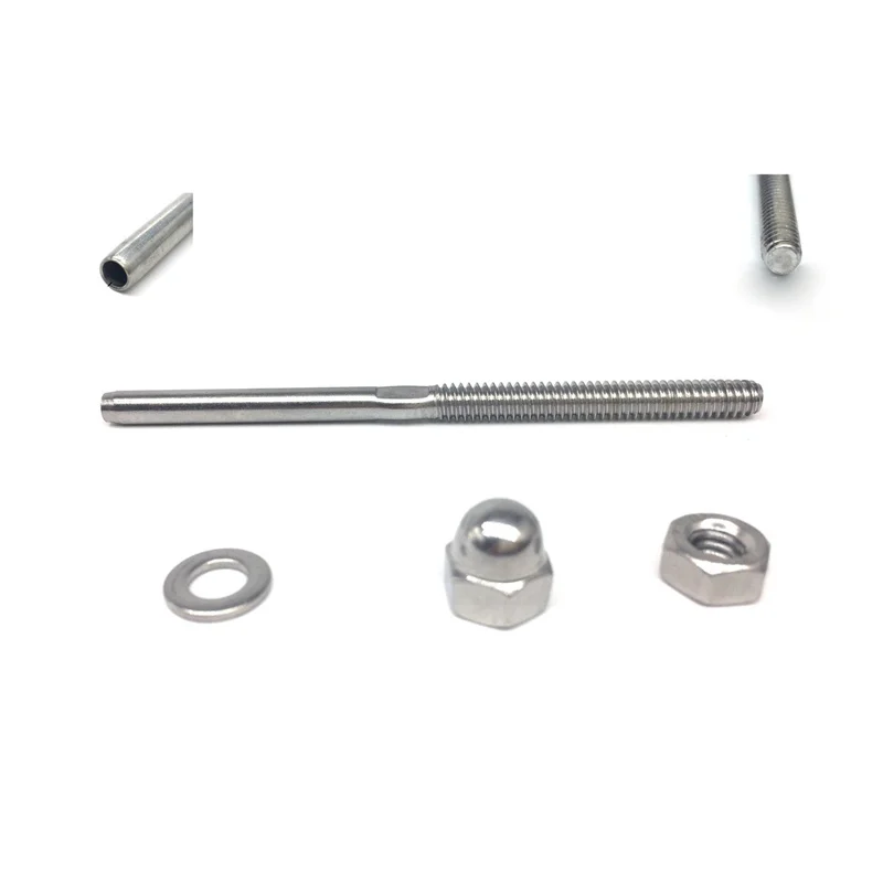 10 pcs Stainless Steel Cable Railing End Fitting Terminal - Stud End Fitting- Right Hand Swage- 1/8 INCH Cable - Hand Rail - Dec