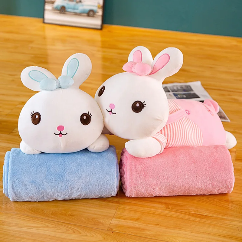 

Rabbit plush toy air conditioner pillow blanket birthday gift net red gift toy