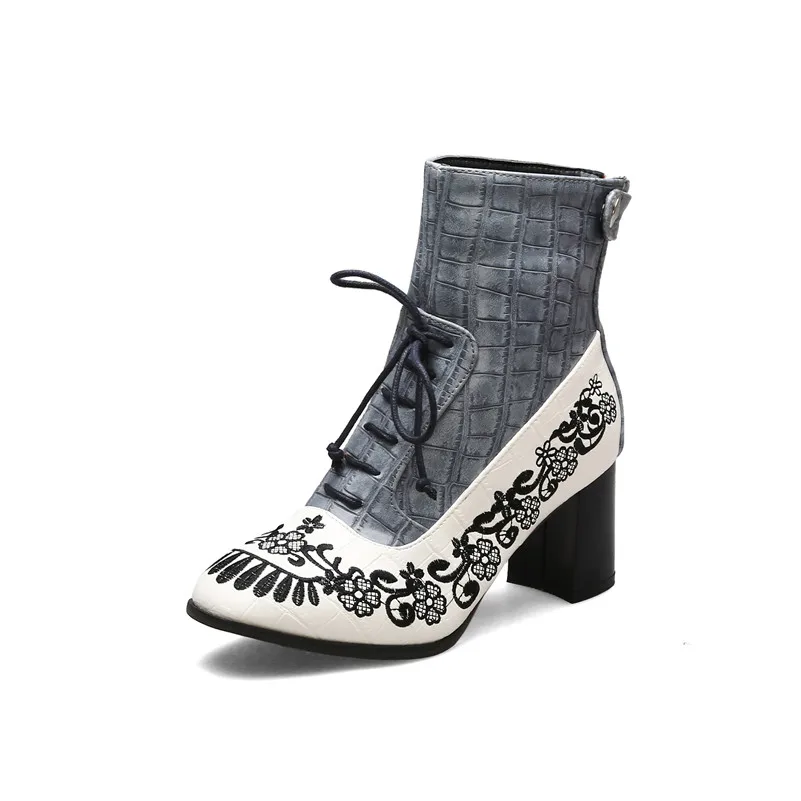 FEDONAS/женские Теплые ботильоны на высоком каблуке в римском стиле; коллекция года; сезон осень-зима; большие размеры; повседневная обувь для вечеринок; женские разноцветные сапоги для верховой езды