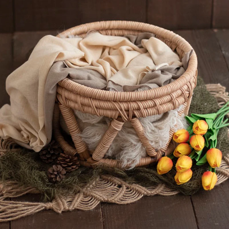 bamboo basket for baby photoshoot