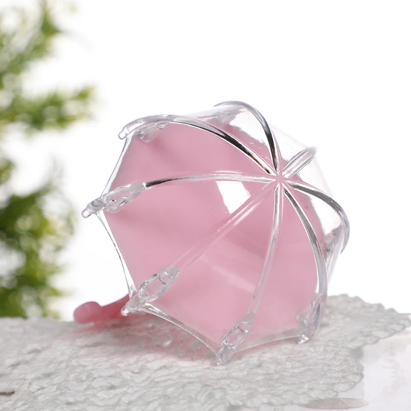 12pcs Mini Umbrella Shape Candy Box Plastic Clear Gifts Boxes Birthday Party Favors Wedding Engagement Children's Day Decoration