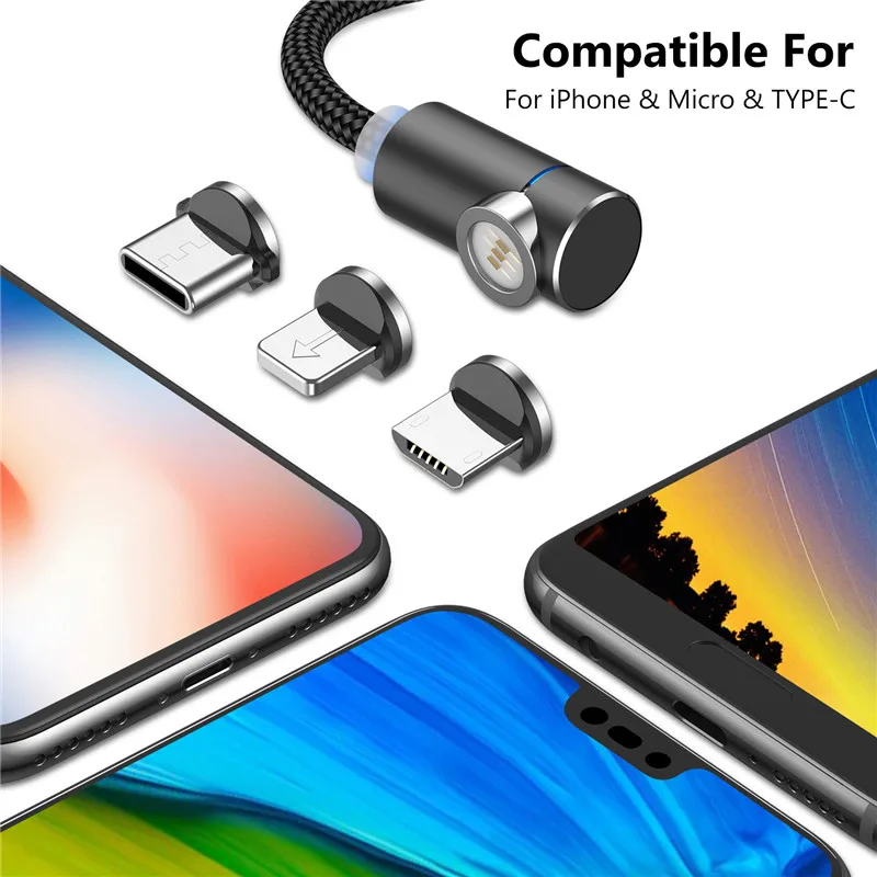 USLION 2m 3A Магнитный usb-кабель для быстрой зарядки для iPhone 11 Pro Android шнур для телефона type C кабель магнитное зарядное устройство Micro USB кабель