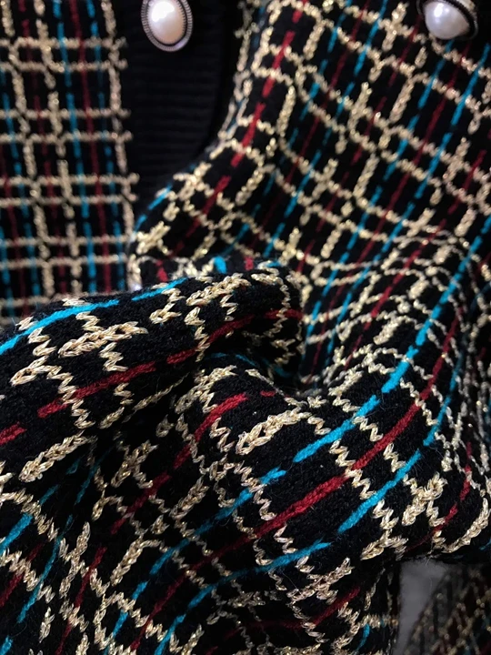 new winter women's pearl-breasted plaid jacket color 1213