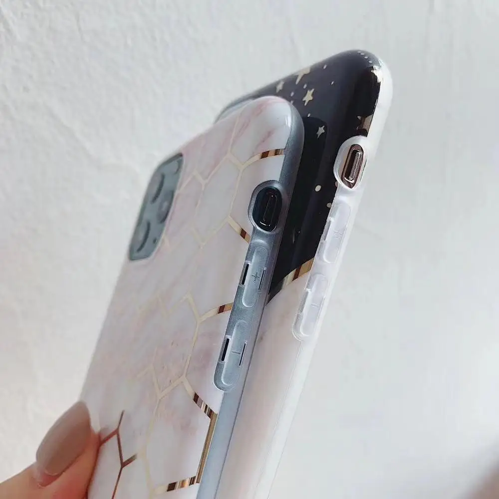 Мраморный чехол для телефона iPhone 11 Pro Max XR XS Max 6 6S 7 8 Plus X гальванический геометрический мягкий IMD чехол-накладка в подарок