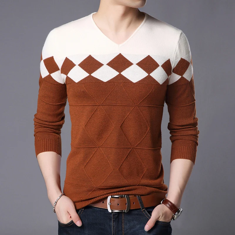 

Spring and Autumn Loose warm Knitting sweater Men's Long Sleeve V-Neck winter Sweaters
