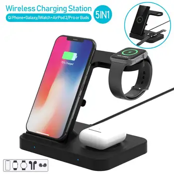 

5 In 1 10W Qi Wireless Charger For Iphone X 8 11 Samsung Watch Fast Charge 3.0 For Apple Airpods Watch 4 3 2 1 Smart Holder