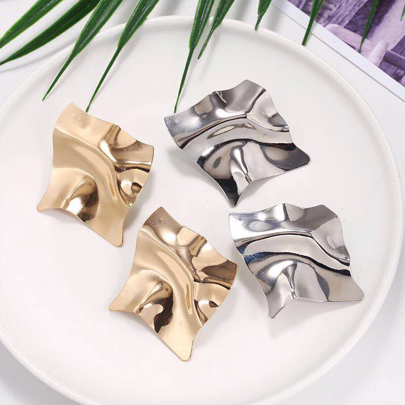 

Geometric Earrings Female Cool Silver Needle Long Pendant Asymmetric Irregular Personality Hyperbole All-match Jewelry