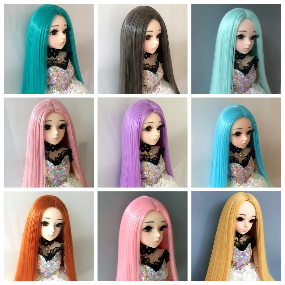 

BJD SD 1/3 1/4 1/6 1/8 Long Straight Middle Parting Male and Female Doll Wig Doll Dress Up Doll Hair Accessories
