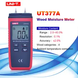 UNI-T UT377A цифровой измеритель влажности древесины тестер LCD Подсветка гигрометром декоративные часы для влажности тестер для Бумага фанера
