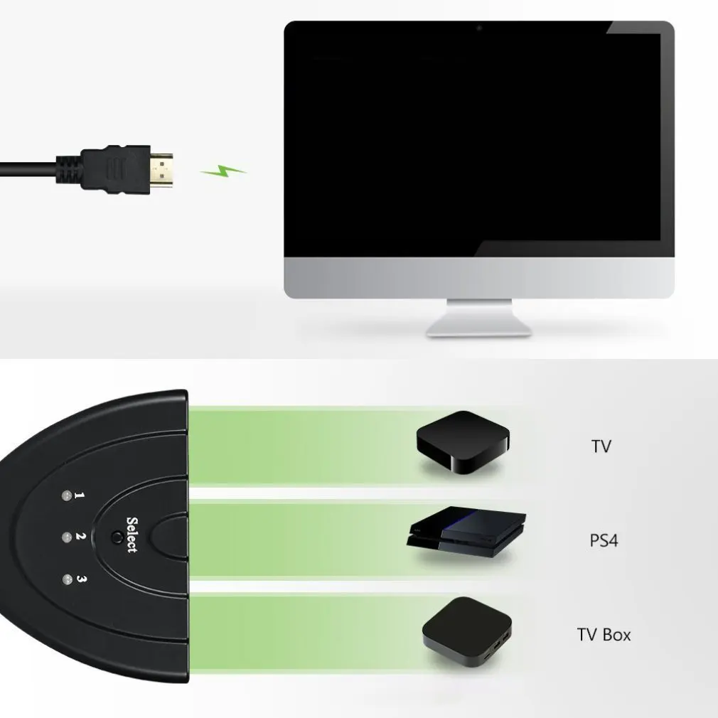 Мини 3 порта HDMI коммутатор 1.4b 4K Коммутатор HDMI сплиттер 1080P 3 в 1 выход порт концентратор для DVD HDTV Xbox PS3 PS4