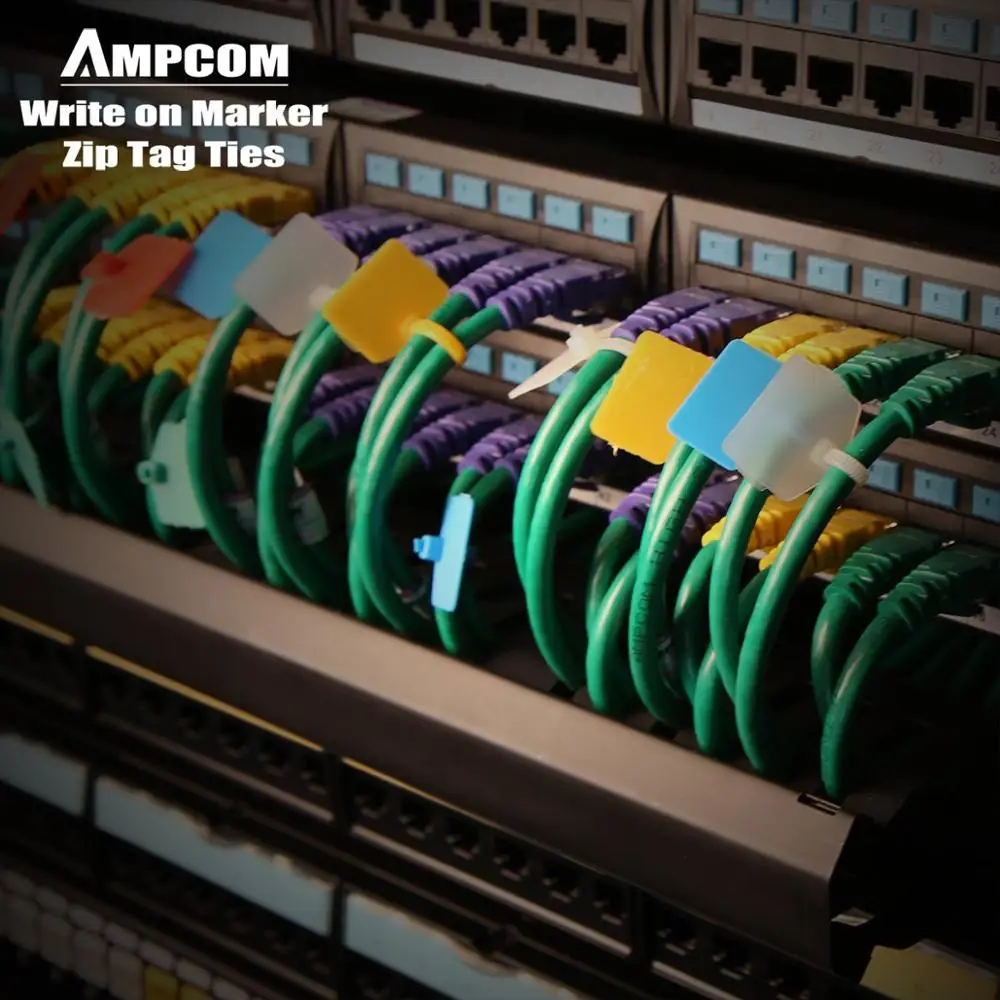 AMPCOM Nylon Cable Zip Ties with Marker Self-Locking Written-on Cable Mark Ties 4.72 in 5 Colors 100PCS