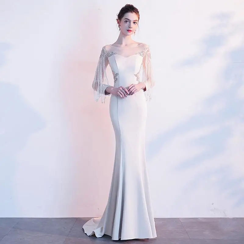 Элегантное шампанское Qipao платье макси для выпускного платье изысканный Bling Стразы сетки; Robe De Soiree Соблазнительная девушка Русалка с открытыми плечами, Vestidos - Цвет: Style 7