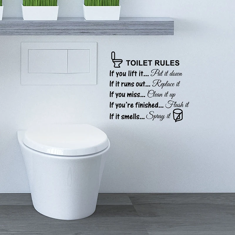 Creative Reminder Writing Toilet Stickers DIY Wc Washroom PVC Waterproof Posters Decals Models Wall Stickers Art Home Decoration