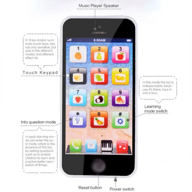Baby Toy with LED Cellphone Learning English Mobile Phone Electronic Toys Christmas Kid Gifts Educational musical Vocal toys 2