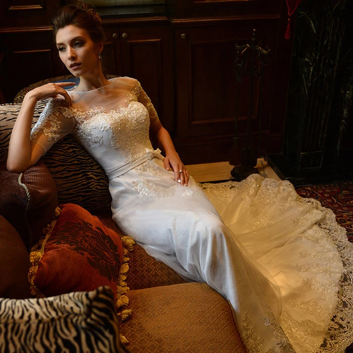 Gratis verzending sexy 2018 casamento vestido de noiva renda korte mouw Bruidsjurk vintage lange kant moeder van de bruid jurken Gratis verzending sexy 2018 casamento vestido de noiva renda korte mouw Bruidsjurk vintage lange kant moeder van de bruid jurken