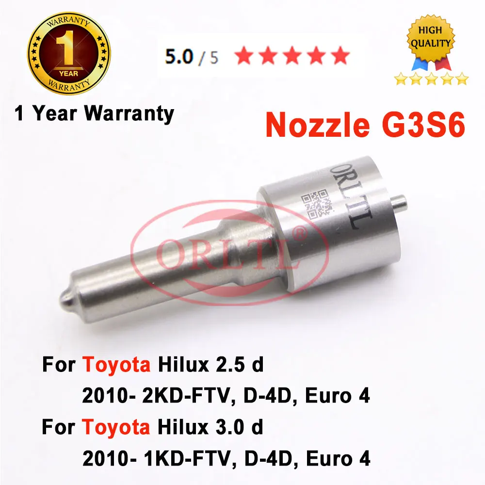 

ORLTL 293400-0060 Auto Common Rail Injector Parts Nozzle G3S6 for Injection 23670-0L090 / 23670-30400 23670-09350 23670-39365