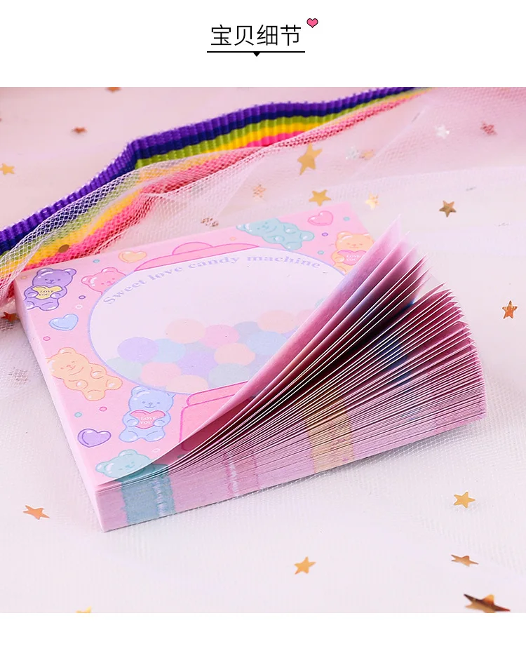 Note Paper Creative Cute Cartoon GIRL'S Heart Network Red Sticky Notes for Student Hipster Cool Carry-on Pockets Notebook