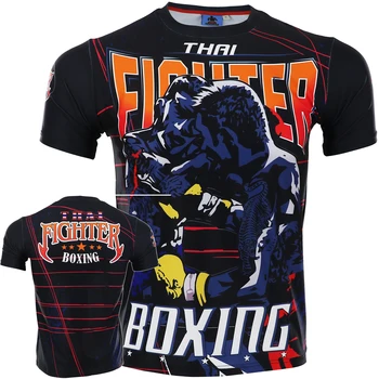 

MMA Fitness Sports Thai boxing duel short sleeve comprehensive combat training elastic quick-drying Bo Qiu Sanda T-shirt
