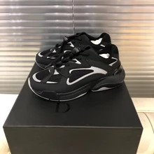 Новые стильные дышащие кроссовки для отдыха для пары, г., с толстой подошвой и сеткой, комбинированные кроссовки для папы на шнуровке, 100