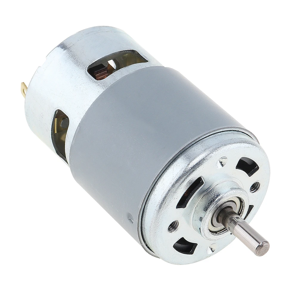 12-24V 775 DC Motor High-speed Large Torque Motor with Ball Bearing and Fan Blades for DIY Model Car /Small Drill Micro-machine