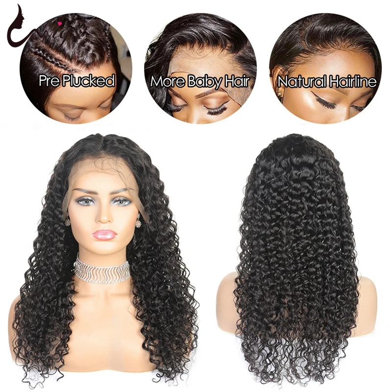 Uwigs полный парик шнурка человеческих волос предварительно сорвал кудрявый парик для черных женщин HD прозрачные бразильские парики Реми 150 плотность