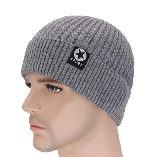 gray Бренд Skullies Beanies Мужская Зимняя Шапка-бини зимние шапки для мужчин шапка зимняя вязаная шапка женская шапка Homme мужская маска прочная чашка - Цвет: gray
